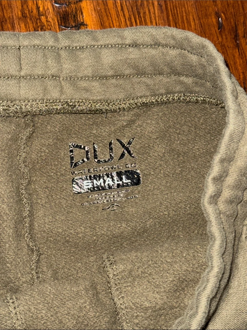 DUX WATERFOWL CO OLIVE GRN DRAWSTRING WAIST CUFFED ANKLES SIDE PKTS/BK PKT ZIP - Picture 7 of 15